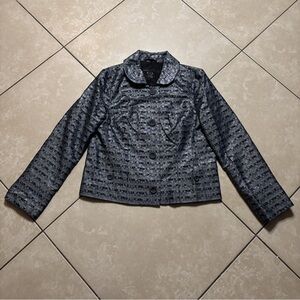 Marc Jacobs Shimmery Textured Short Blazer in Steel Gray